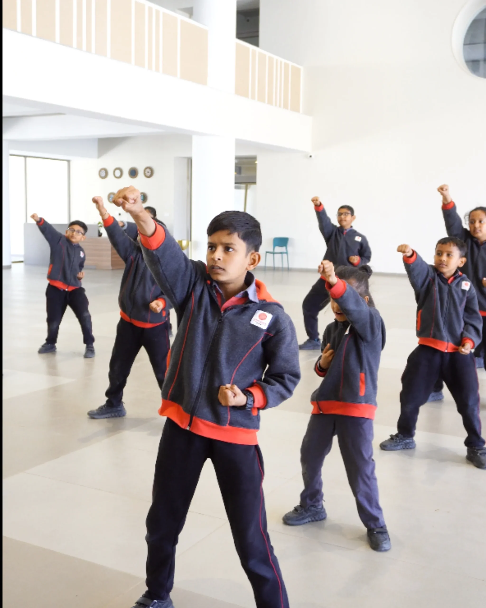 School Children Practicing Karate
