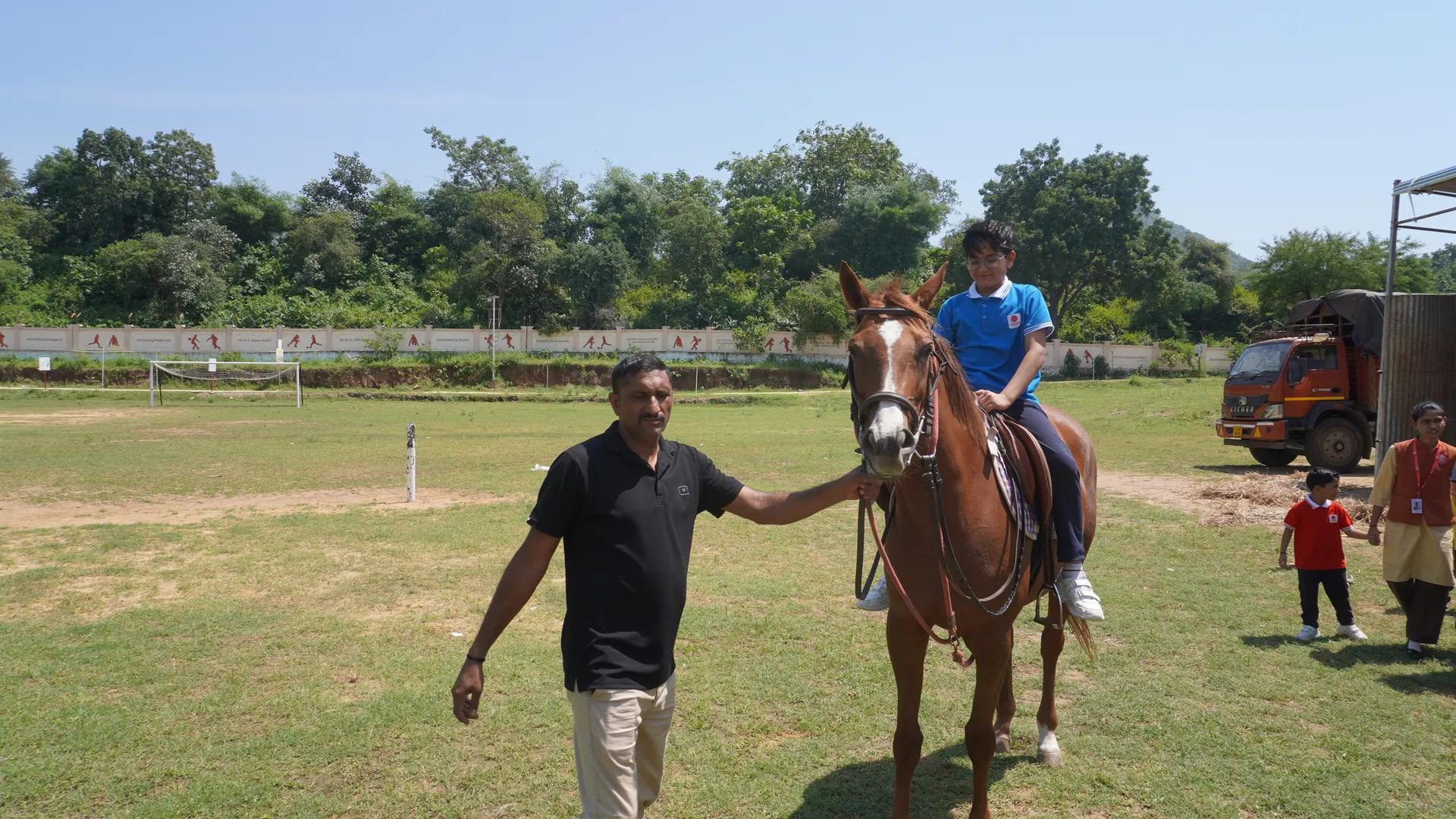 SSI Ambaji students experiencing horse riding activity on campus learning balance and confidence beyond the classroom